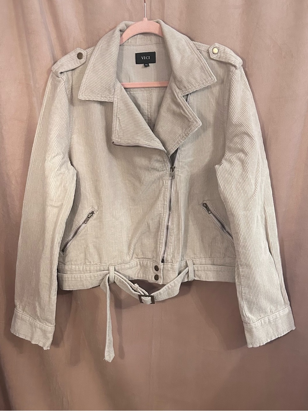 VICI COLLECTION CORDUROY MOTO JACKET - Picture 2 of 11